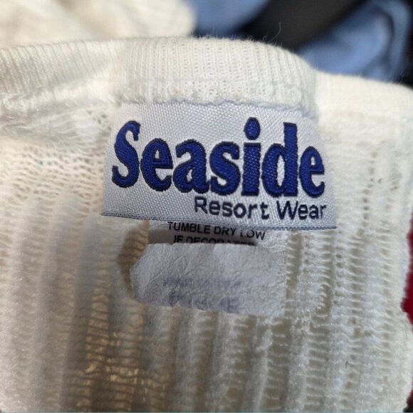 Seaside Resort Wear Vintage 90s Mini Dress Large Floral Ribbed Button Down - Picture 7 of 8